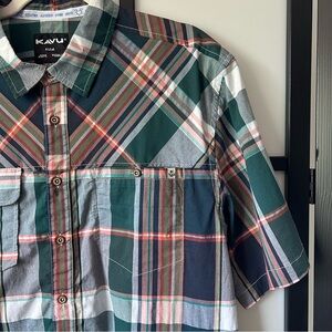 [XL] Kavu Men's Outdoor Multicolor Plaid Short Sleeve Button Down Shirt